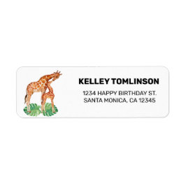 キュートジャングルサファリキリン誕生日差出人住所 ラベル