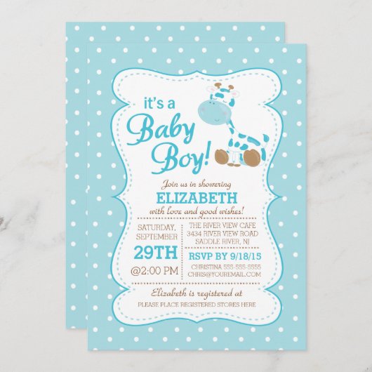 キュートジャングルサファリキレーフベビーシャワー招待状 招待状 (正面/裏面)