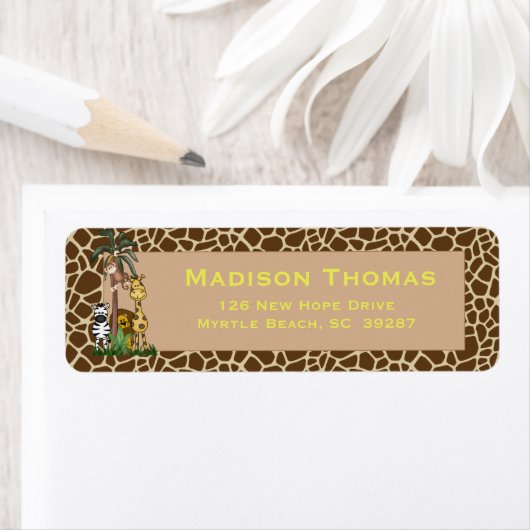 キュートジャングルサファリ差出人住所 ラベル (インサイチュ)
