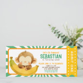 キュートジャングルバナナモンキー子供の誕生日チケット 招待状 (スタンド正面)