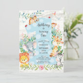 キュートジャングルビッグワンボーイズ誕生日招待状 招待状 (スタンド正面)