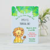 キュートジャングルライオンファースト誕生日招待状 招待状 (スタンド正面)
