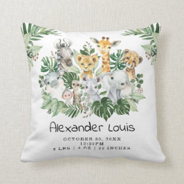 キュートジャングルワイルドサファリアニマルズグリーンリー男の赤ちゃん クッション