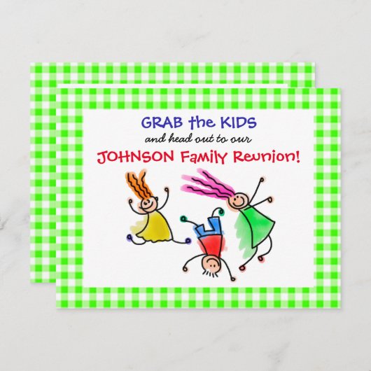 キュートジャンピングキッズファミリー懇親会招待状 招待状 (正面/裏面)