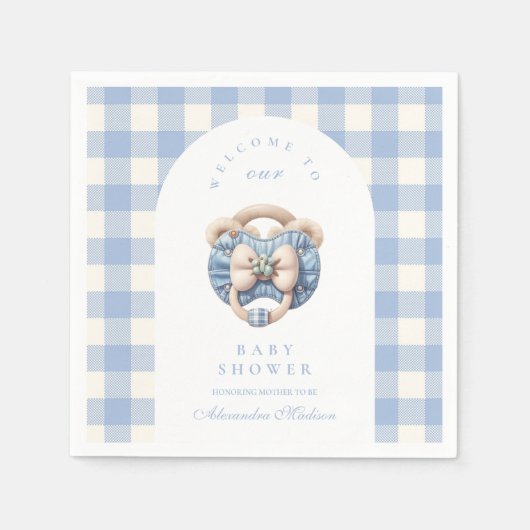 キュートジャンベビーデニムベビーシャワー スタンダードカクテルナプキン (正面)