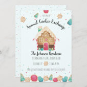 キュートジンガーブレッドハウスホリデークッキーエクスチェンジ 招待状 (正面/裏面)