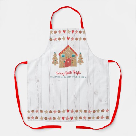 キュートジンガーブレッドベーキング素朴ホリデータイポグラフィ エプロン (正面)