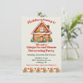 キュートジンガーブレッド飾ハウス誕生日 招待状 (スタンド正面)