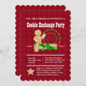 キュートジンジャーブレッドクッキーエクスチェンジホリデー招待状 招待状 (正面/裏面)