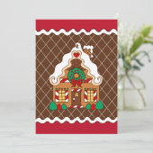 キュートジンジャーブレッドハウスクリスマスパーティの招待状 招待状 (スタンド正面)