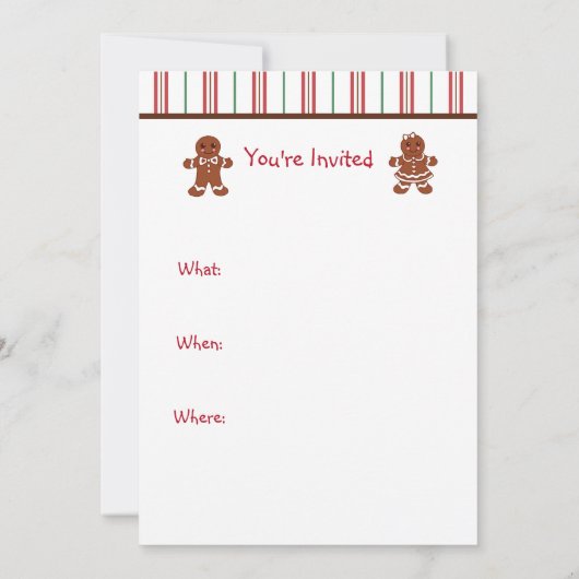 キュートジンジャーブレッドハウスクリスマスパーティの招待状 招待状 (裏面)