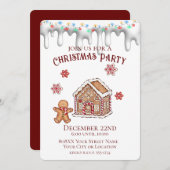 キュートジンジャーブレッドハウスクリスマスパーティー 招待状 (正面/裏面)