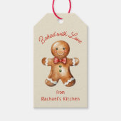 キュートジンジャーブレッドマンパーソナライズされたホリデーベーキング ギフトタグ (正面)