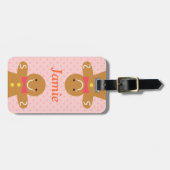 キュートジンジャーブレッドマンホリデパーソナライズされたー ラゲッジタグ (正面横)