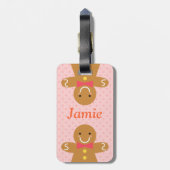 キュートジンジャーブレッドマンホリデパーソナライズされたー ラゲッジタグ (裏面縦)