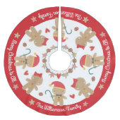 キュートジンジャーブレッドマンホリデー素朴名前をカスタムする ブラッシュドポリエステルツリースカート (正面)