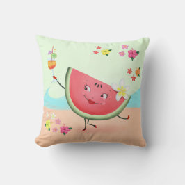 キュートスイカキャラクターとビーチ クッション