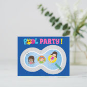 キュートスイミングガールズ誕生日プールパーティの招待状 ポストカード (スタンド正面)