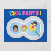 キュートスイミングガールズ誕生日プールパーティの招待状 ポストカード (正面)