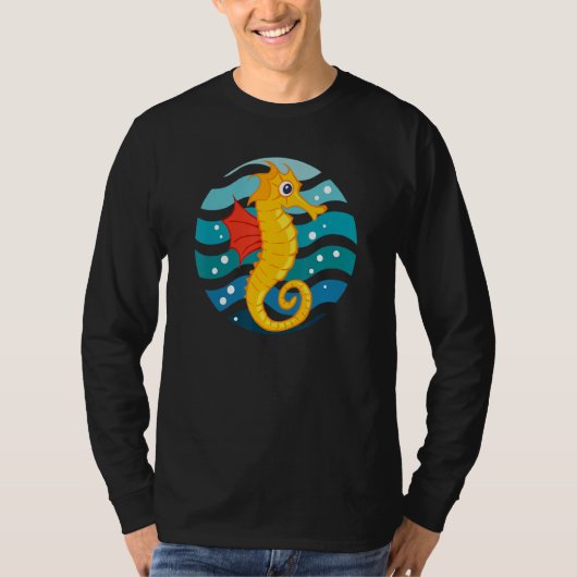 キュートスイミングシーホースウォーター泳ぐ人 Tシャツ (正面)