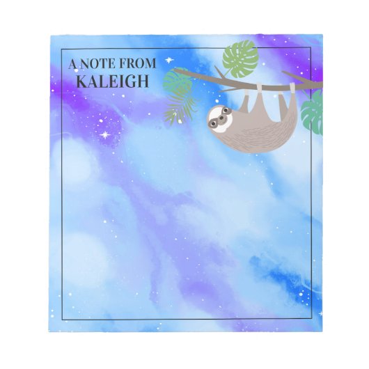 キュートスインツリーブランチブルースカイパーソナライズされた ノートパッド (正面)