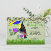 キュートスイートトゥーカンバードつる植物ジャングル誕生日 招待状 (スタンド正面)