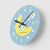 キュートスイートドリームズドリームランドベビーバニー子供部屋 ラウンド壁時計 (傾斜)