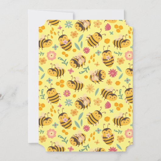 キュートスイートリトルハニーのまわりに誕生日 招待状 (裏面)