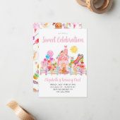 キュートスウィートお祝いキャンディランド子供の誕生日 ノートカード (正面/裏面インサイチュ)