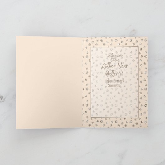 キュートスウィートガーリーピーチグリッターワ素晴らしイン誕生日 カード (内部)