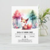 キュートスウィートキツネ誕生日デジタル 招待状 (スタンド正面)