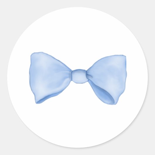 キュートスウィートシンプルベビーブルーボウ ラウンドシール (正面)