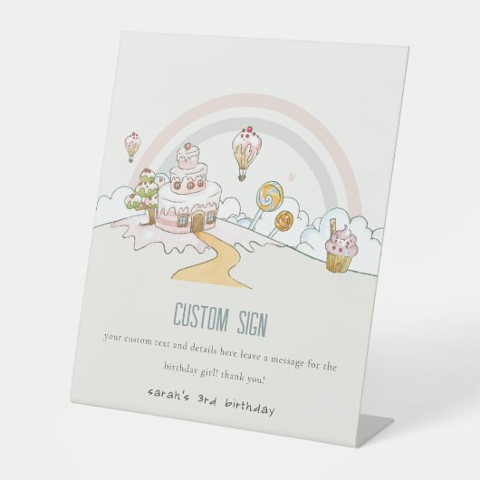 キュートスウィートタイムキャンディランド誕生日カスタムパーティー 台座サイン (正面)