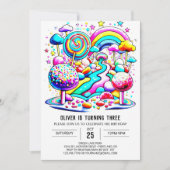 キュートスウィートチョコレート誕生日 招待状 (正面)