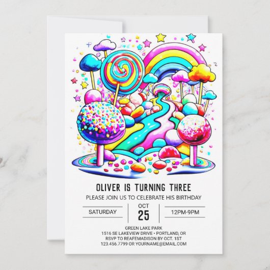 キュートスウィートチョコレート誕生日 招待状 (正面)