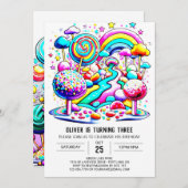 キュートスウィートチョコレート誕生日 招待状 (正面/裏面)