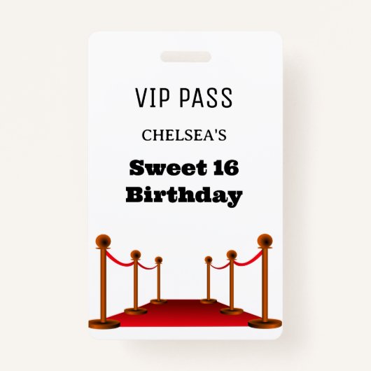 キュートスウィート16バスベリーアクセス招待状VIP バッジ (正面)