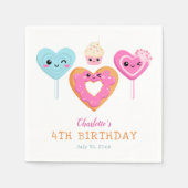 キュートスウィート&トリートお祝いバースデーパーティー スタンダードカクテルナプキン (正面)