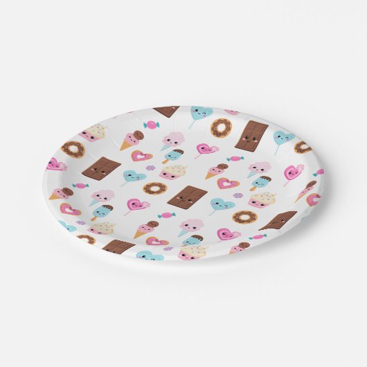 キュートスウィート&トリートお祝いバースデーパーティー ペーパープレート (アングル)