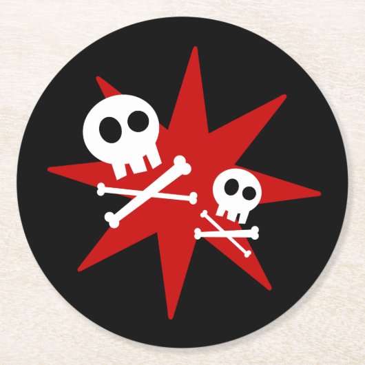 キュートスカルラウンド紙コースター ラウンドペーパーコースター (正面)