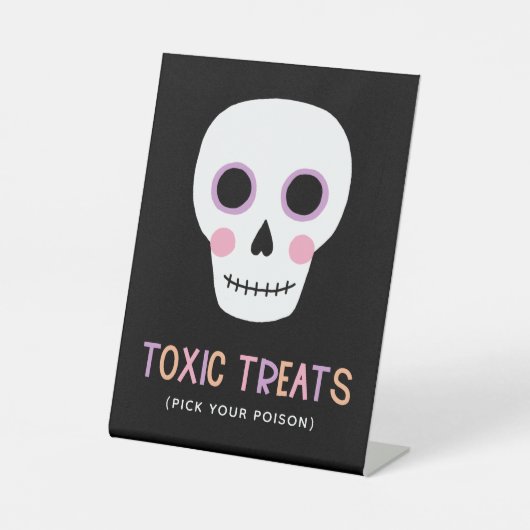 キュートスカル有毒トリートパステルハロウィーン 台座サイン (正面)