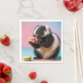 キュートスカンク食べズカラフルマカロン スタンダードカクテルナプキン (インサイチュ)