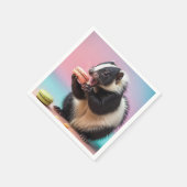 キュートスカンク食べズカラフルマカロン スタンダードカクテルナプキン (角)