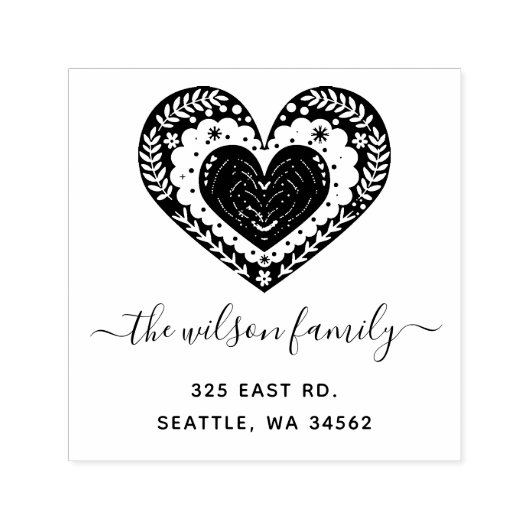 キュートスカンジナビアハート北欧差出人住所 セルフインキングスタンプ (デザイン)