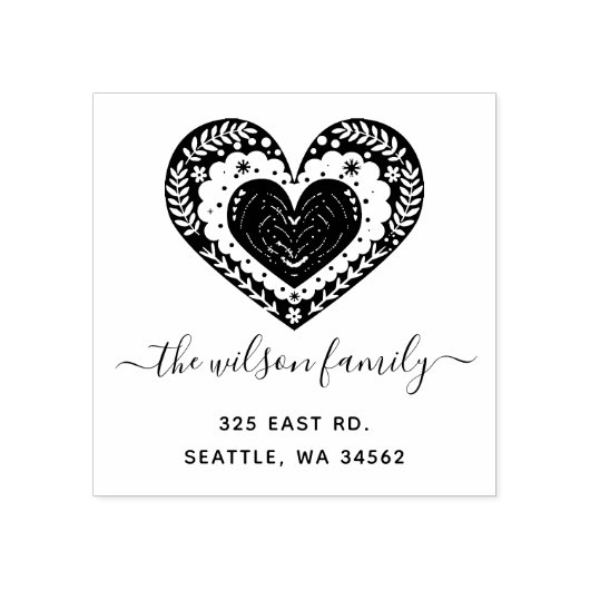 キュートスカンジナビアハート北欧差出人住所 ラバースタンプ (インプリント)