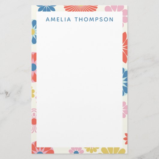 キュートスカンジボホフォーク花パーソナライズされた柄 便箋 (正面)