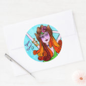 キュートスキニーテキサス州女性のカーボーイイーハウ ラウンドシール (封筒)