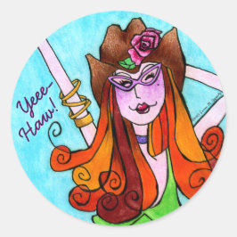 キュートスキニーテキサス州女性のカーボーイイーハウ ラウンドシール