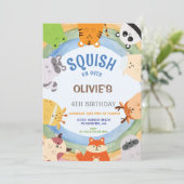 キュートスクイシュマローボーイ誕生日招待状 招待状 (スタンド正面)
