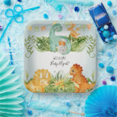 キュートスクエア恐竜観葉水彩男の赤ちゃん ペーパープレート (パーティー)